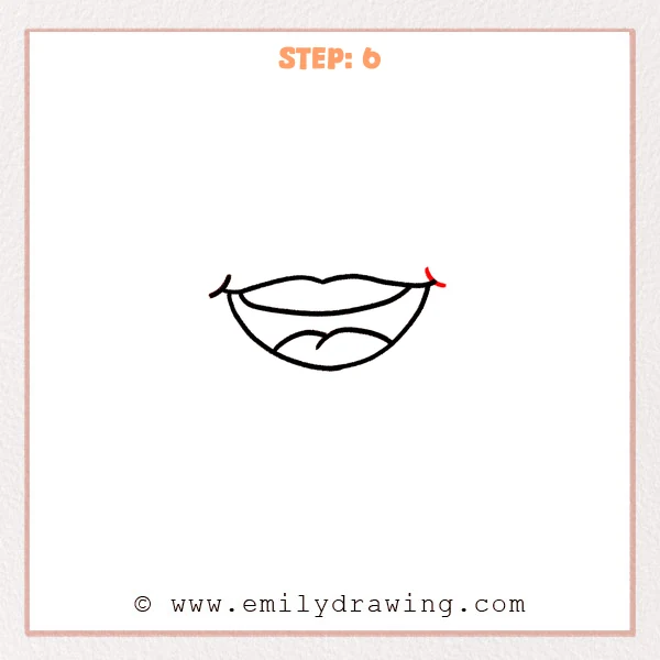 how to draw an anime mouth - Step 6: Both corners are refined and the anime mouth drawing is finalized with clean lines.